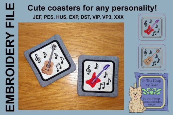 Guitar Coasters: A Designer’s Review for Embroidery Projects